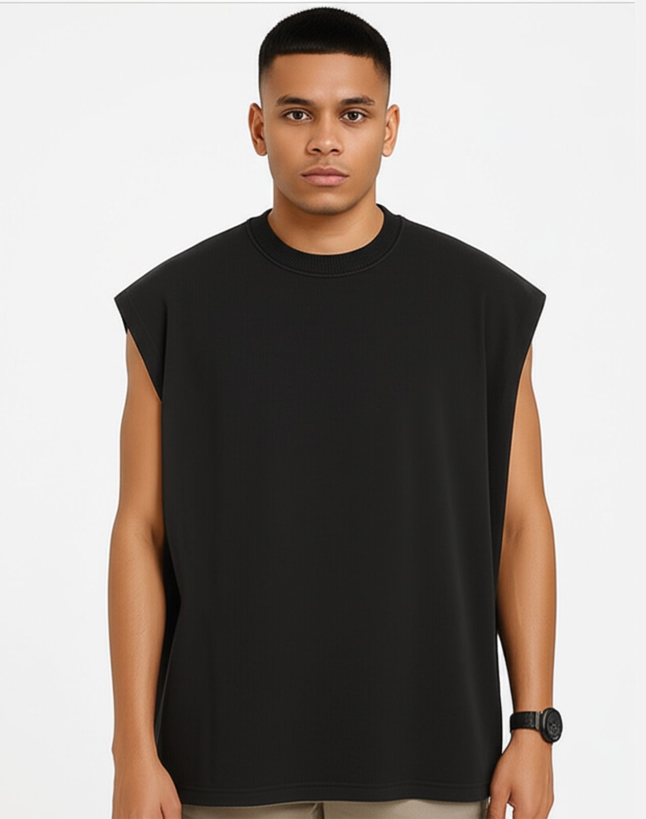Solid Black Oversize Tank Top