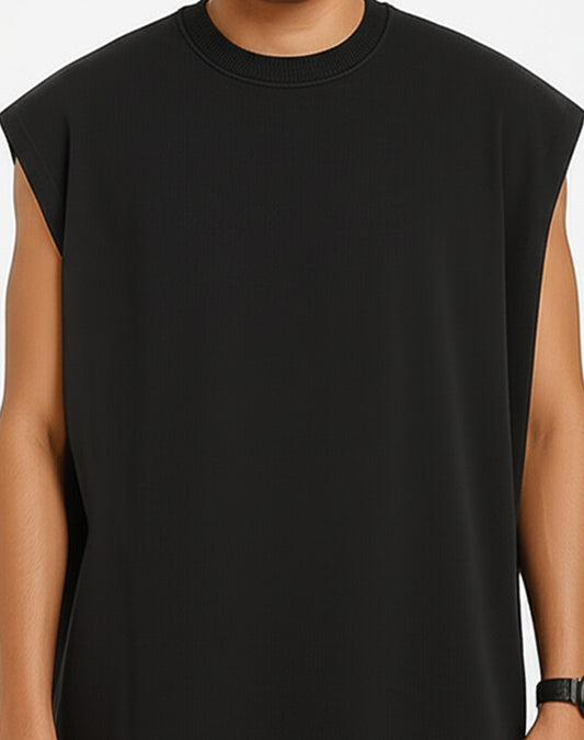 Solid Black Oversize Tank Top