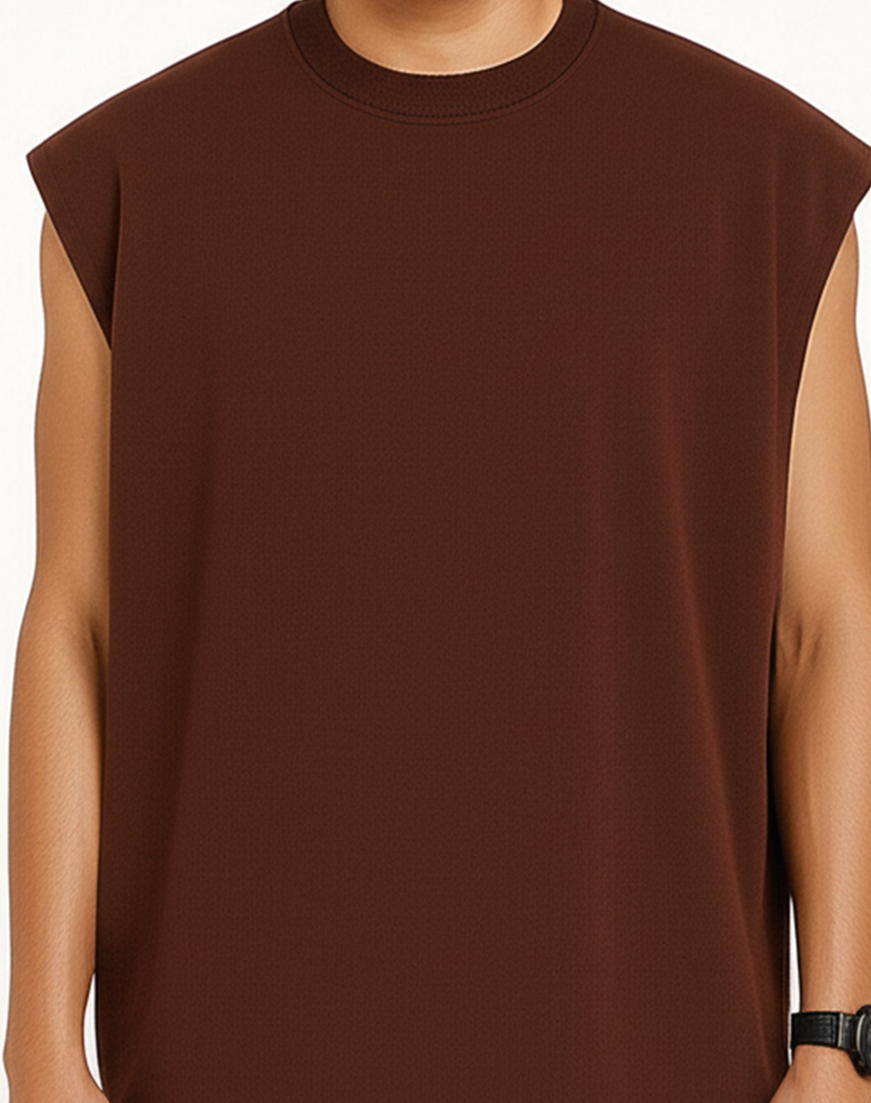 Solid Brown Oversize Tank Top