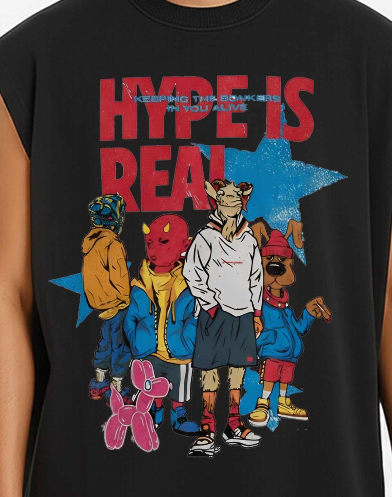 Hype Black Oversize Tank Top