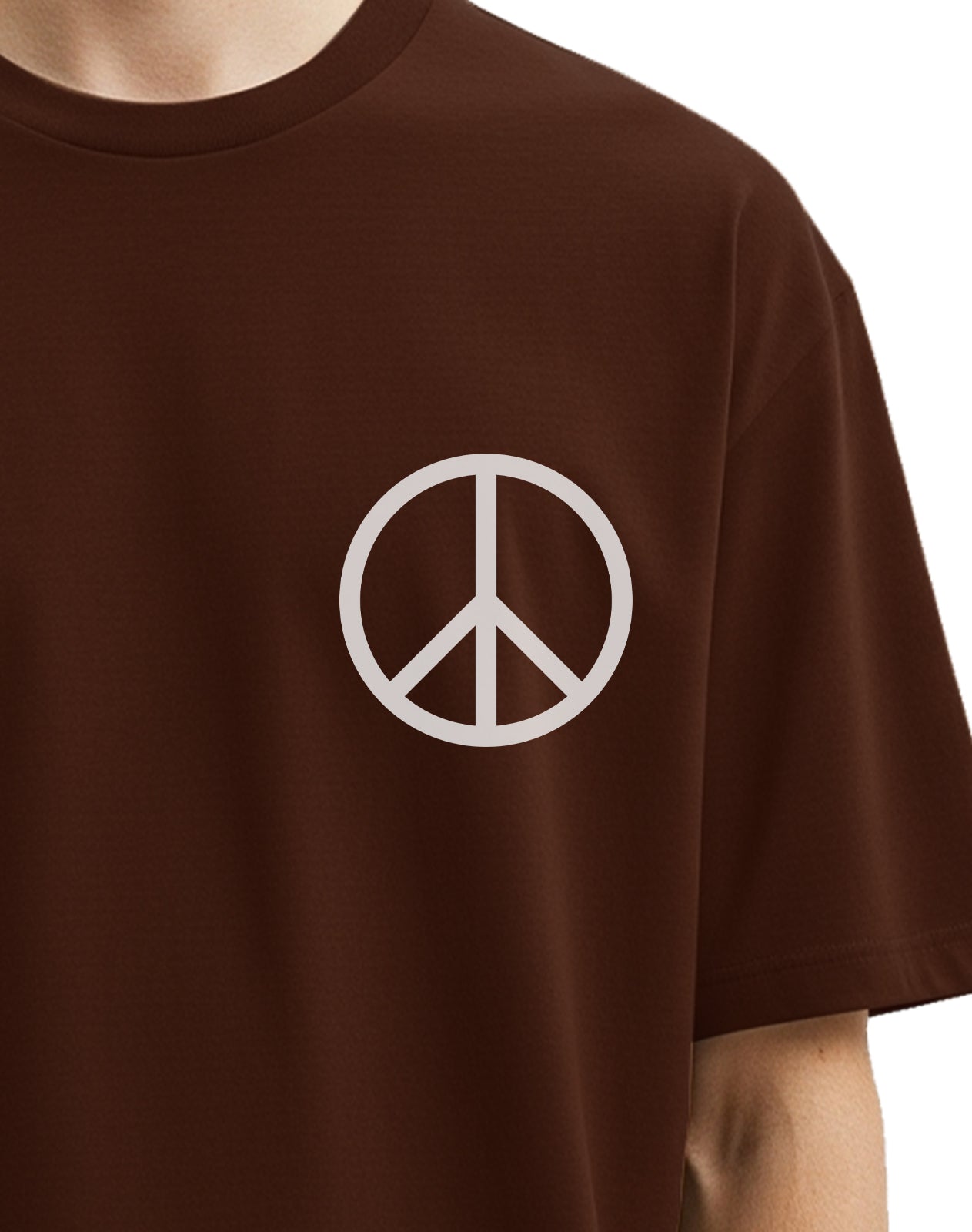 Love and Peace Brown Oversize T-Shirt