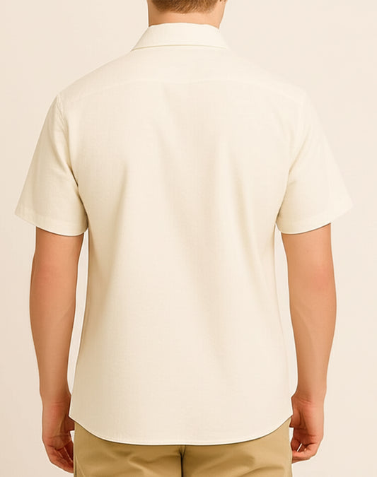 Solid Off-White Box Fit Shirt
