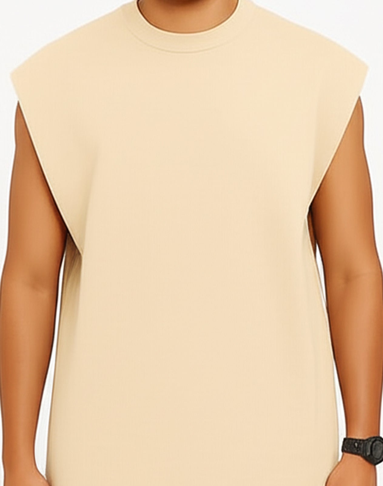 Solid Off White Oversize Tank Top
