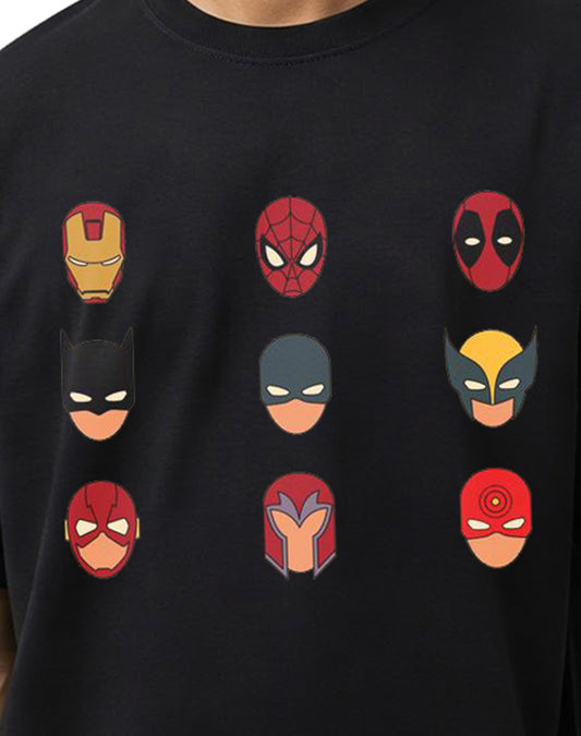 Superheroes - Black Oversize T-shirt