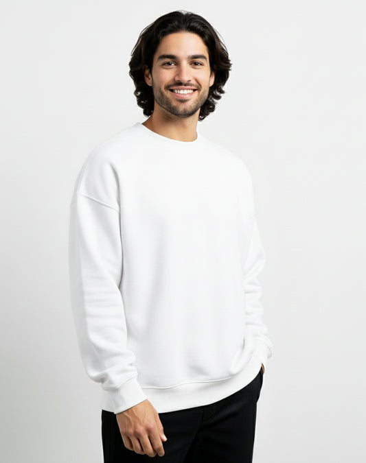 Solid White Unisex Sweatshirt