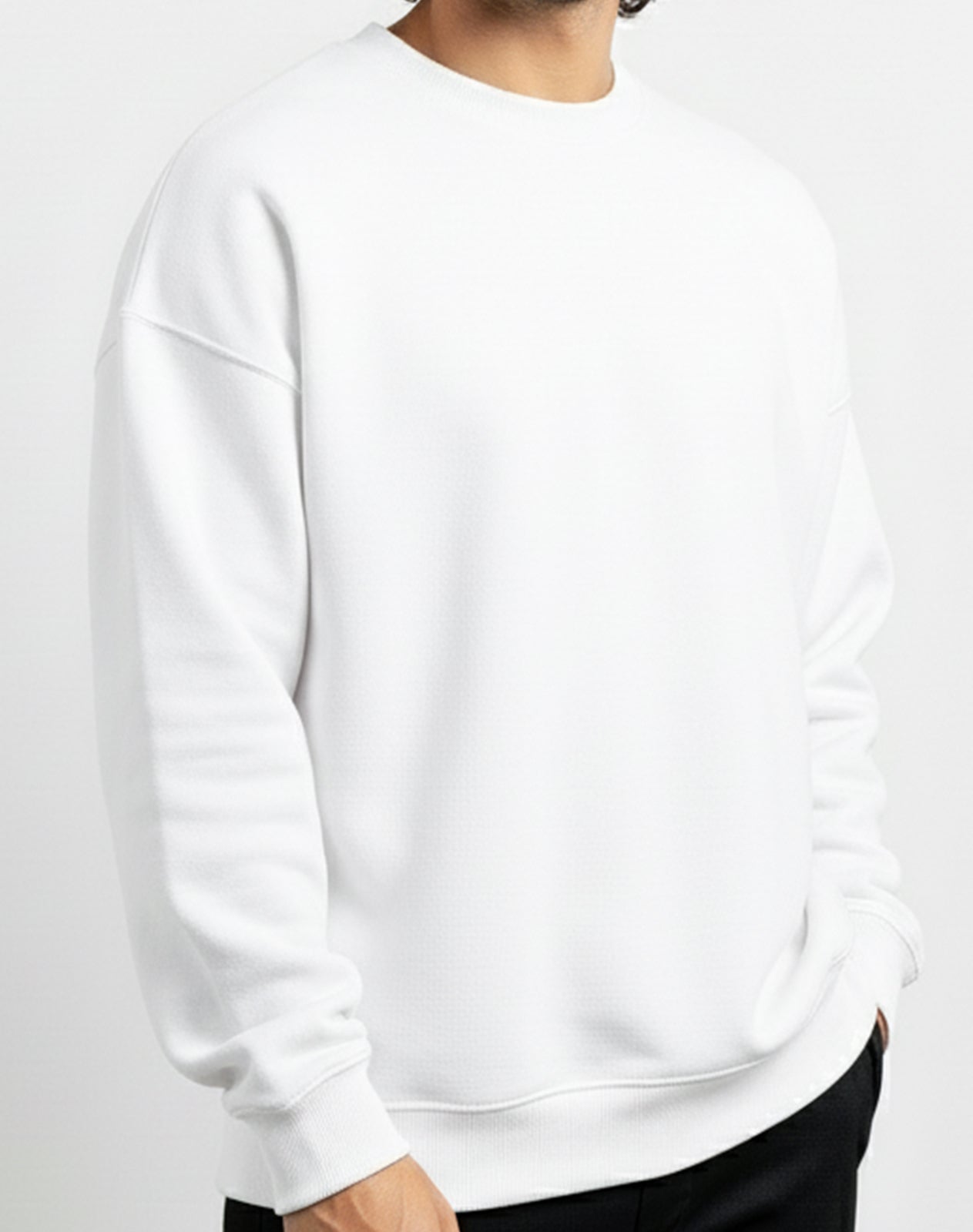 Solid White Unisex Sweatshirt