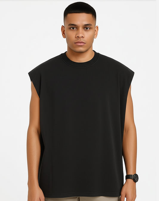 Solid Black Oversize Tank Top