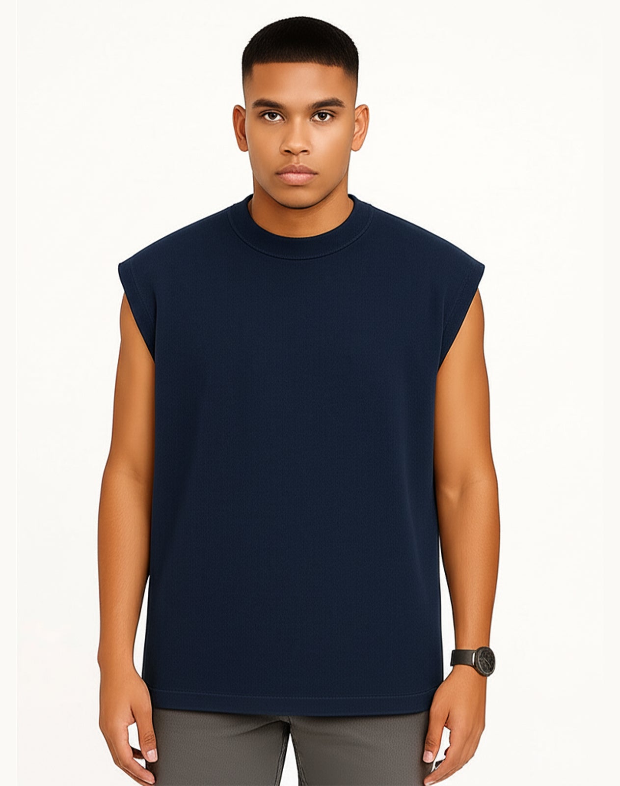 Solid Pearl Blue Oversize Tank Top