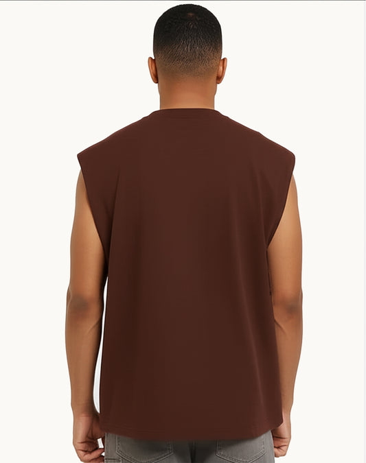 Solid Brown Oversize Tank Top