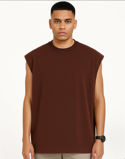 Solid Brown Oversize Tank Top