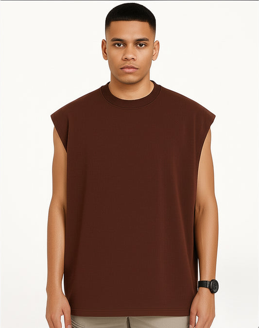 Solid Brown Oversize Tank Top