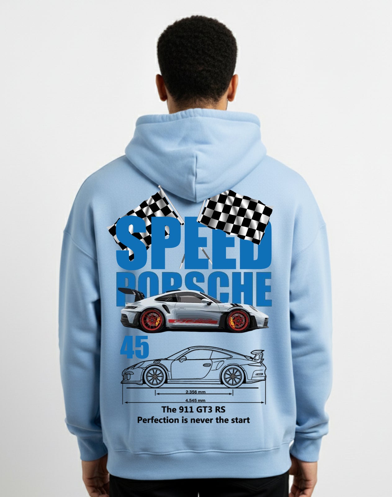 Car Speed Sky Blue Hoodie