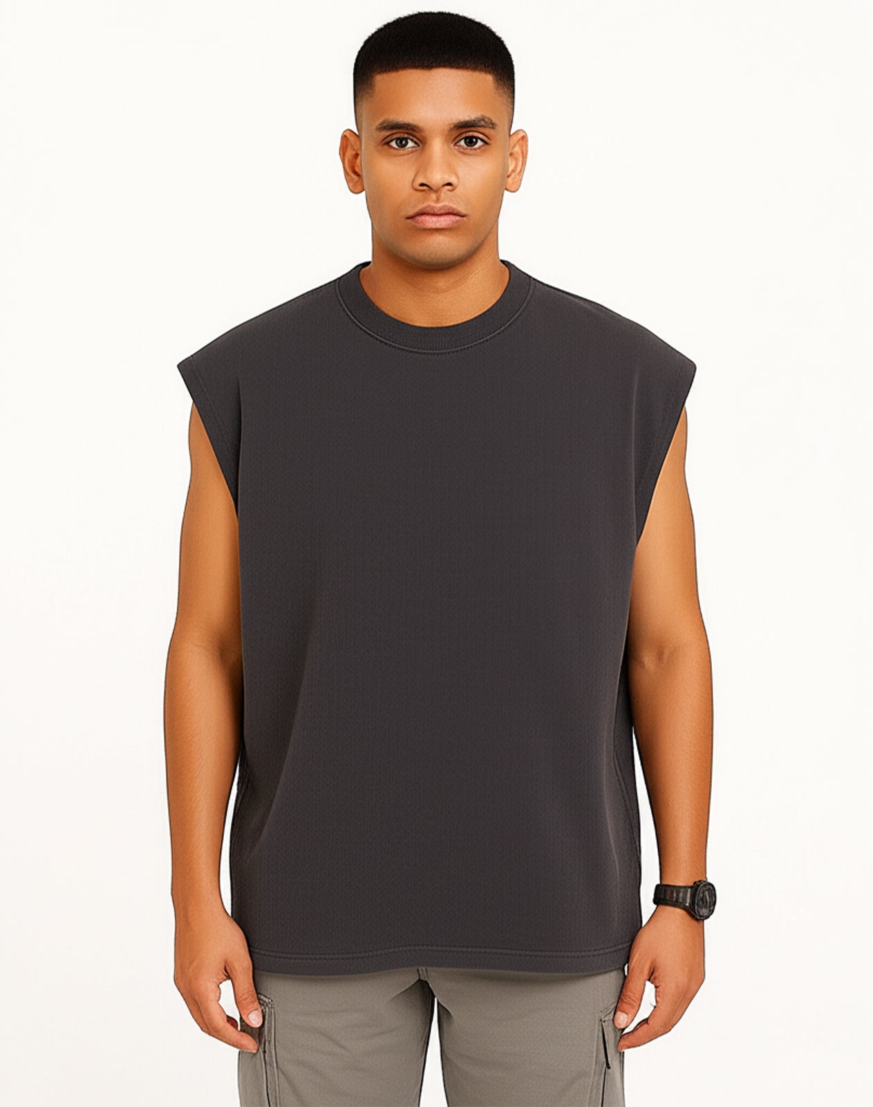 Solid Grey Oversize Tank Top