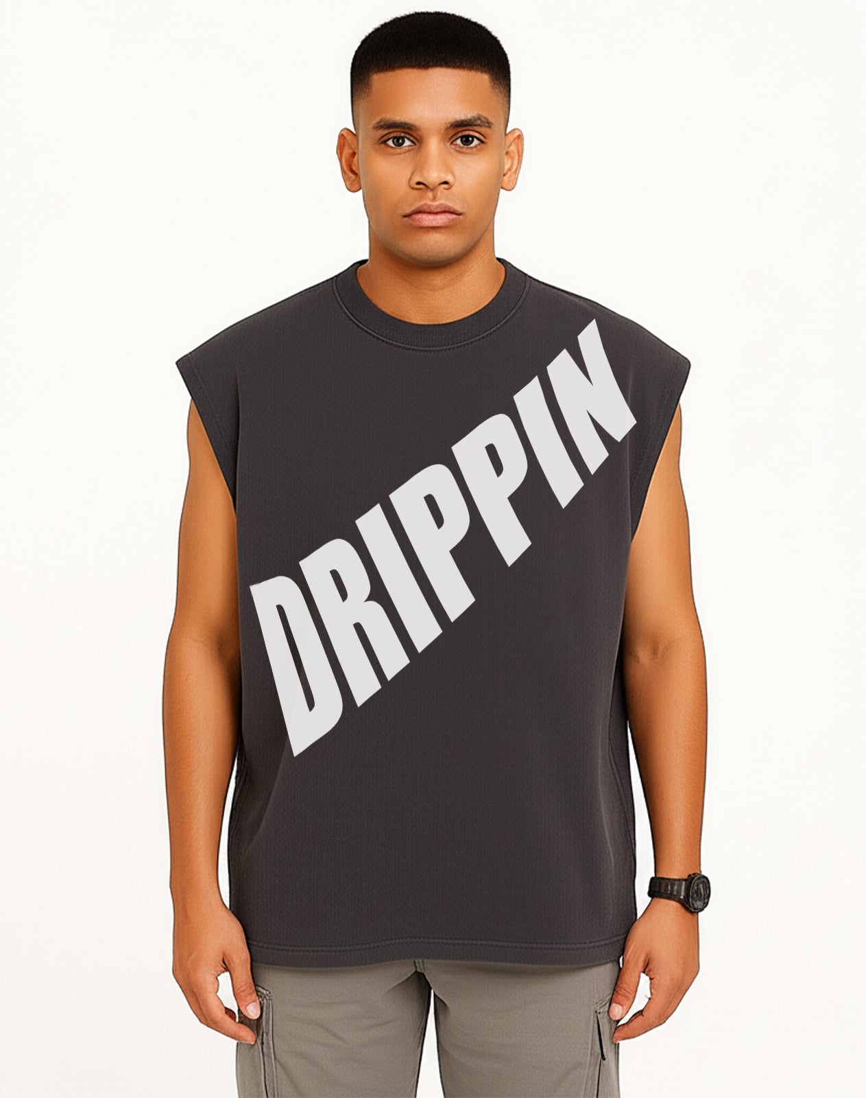 Drippin Grey Oversize Tank Top