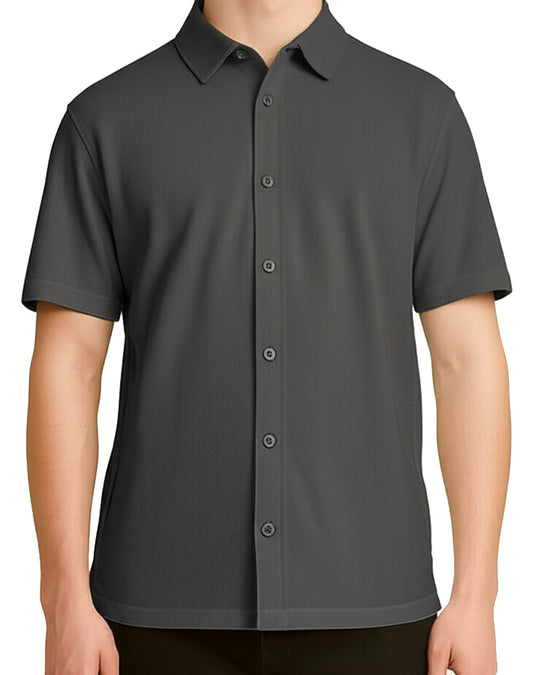 Solid Grey Box Fit Shirt