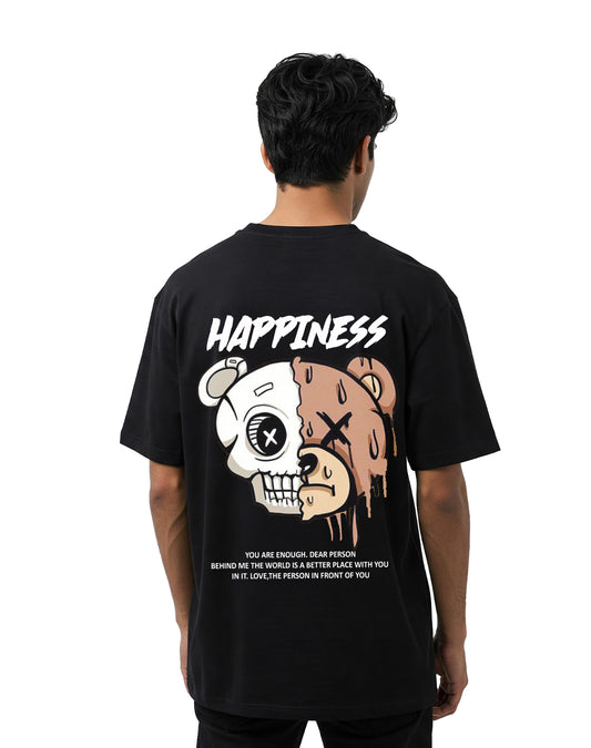Happiness - Black Oversize T-shirt