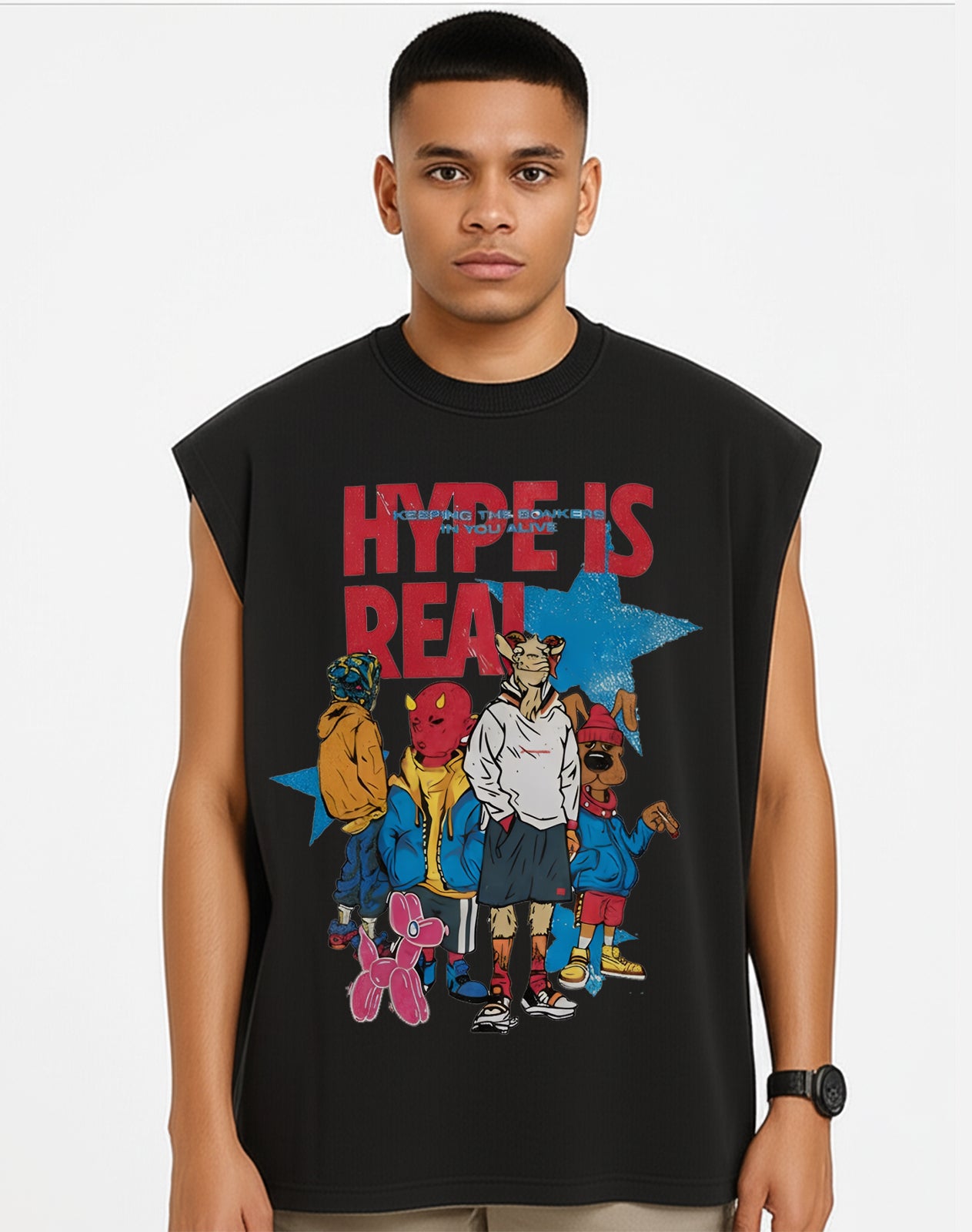 Hype Black Oversize Tank Top