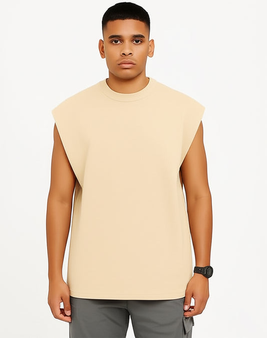 Solid Off White Oversize Tank Top