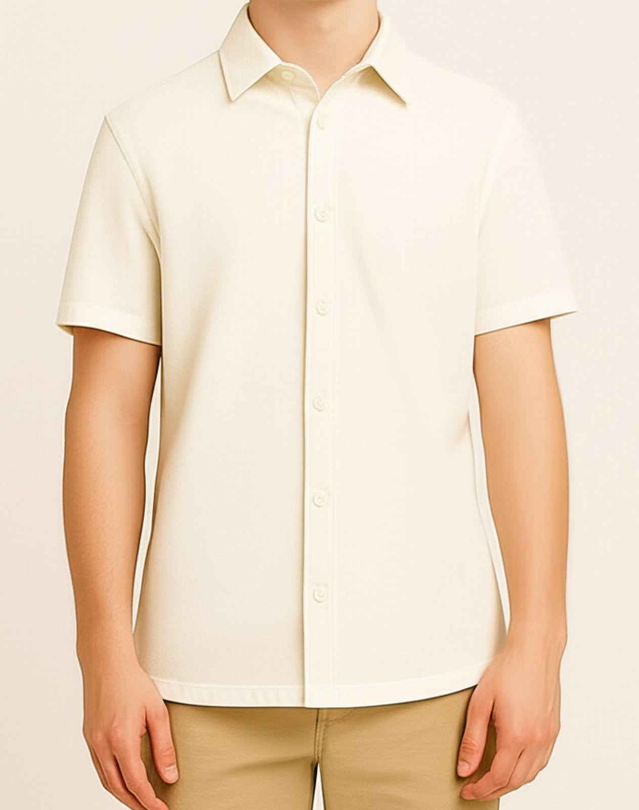 Solid Off-White Box Fit Shirt