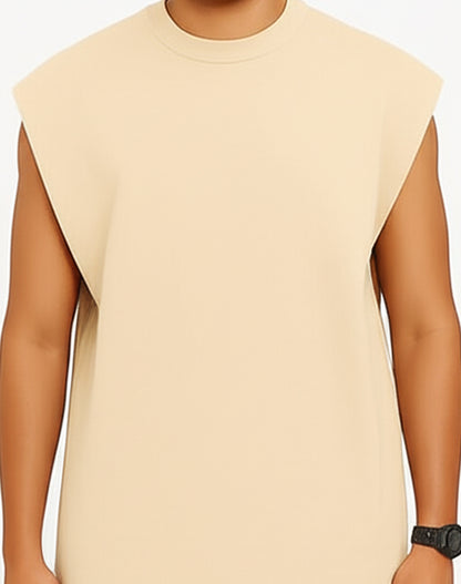 Solid Off White Oversize Tank Top