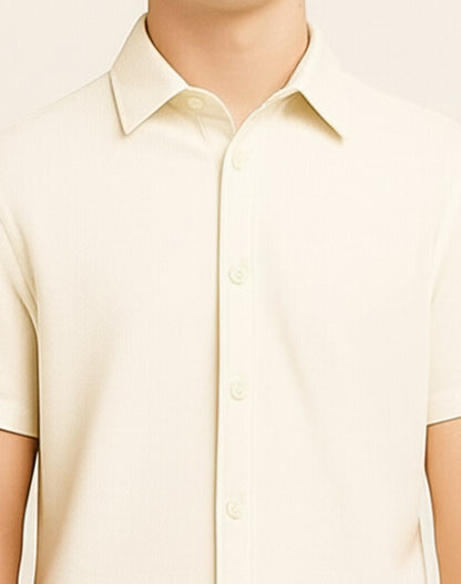 Solid Off-White Box Fit Shirt