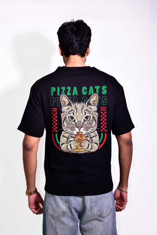 Pizza Cat Black Oversize T-shirt