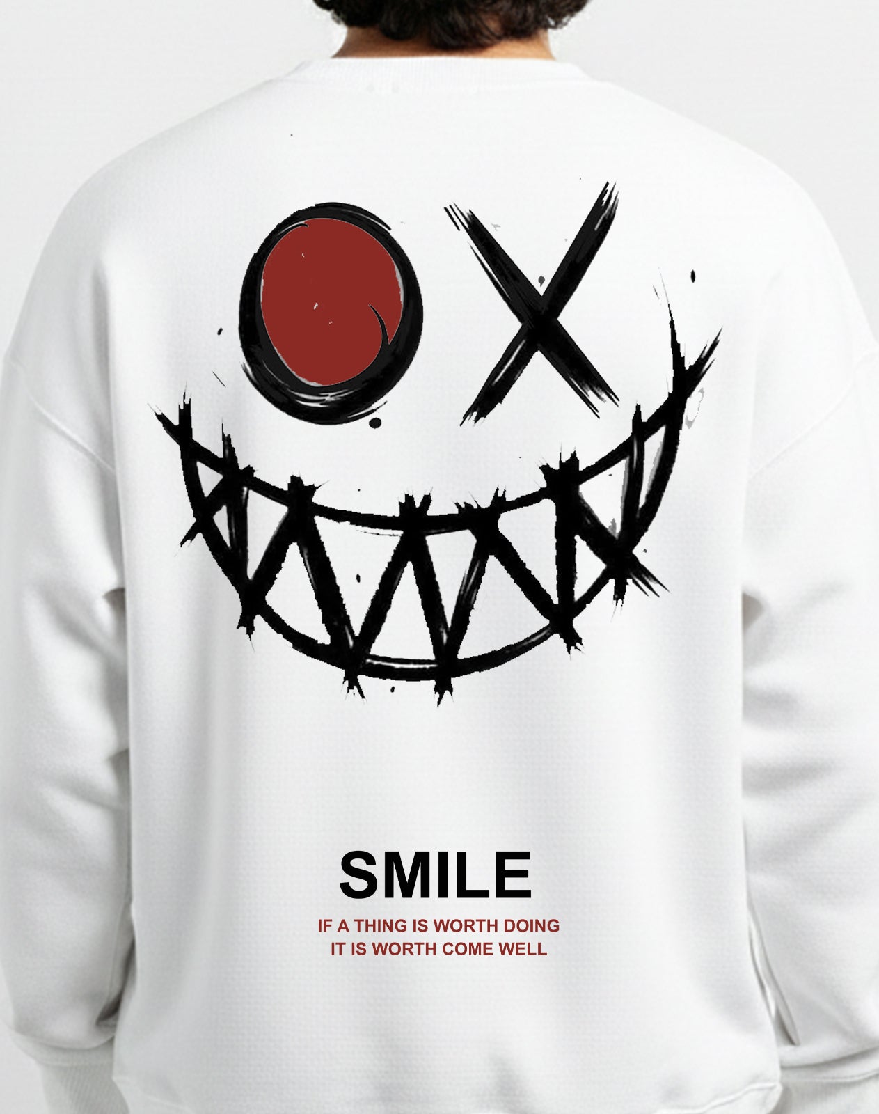 Smile White Sweatshirt