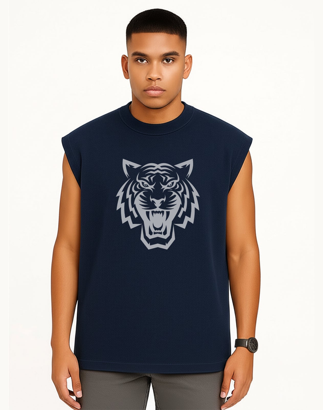 Tiger Pearl Blue Oversize Tank Top
